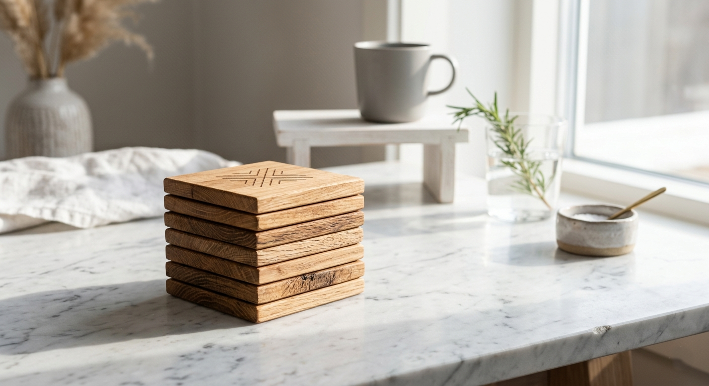 Minimal Wood Coaster Set
